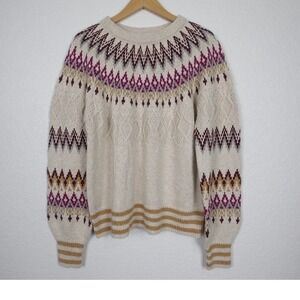 Sundance Fair Isle Womens Sweater SZ Small Cream